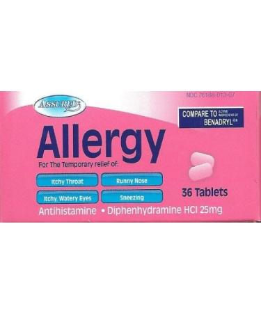 Allergy Antihistamine Medicine Diphenhydramine 25 mg - (72) tablets
