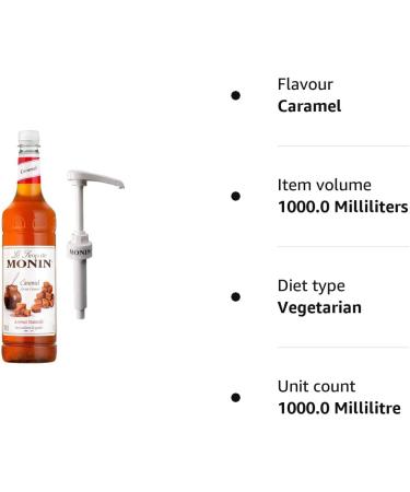 Monin Caramel Syrup 1L with Pump - Premium Quality Flavoring for Beverages - Buy Online on GoSupps.com