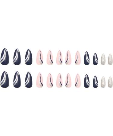 JUSTOTRY 24 Pcs Gold Swirl Stiletto Short False Nails Pink French Press on Nails - Beautiful Fake Nails with Nail Glue, Almond Medium Stick on Nails for Women - Buy Online on GoSupps.com