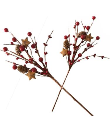 HOMSFOU Holly Berry Stems Xmas Floral Ornament Christmas Berry Pinecone Mini Berry Pine Cone Fake Red Berries Christmas Picks and Sprays Artificial Pine Spray Props Christmas Tree - Buy Online on GoSupps.com