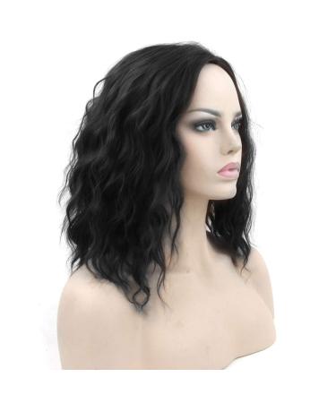 LFMDJF Short Wavy Black Blonde Wigs Synthetic Hair Hair Pieces Party Hair Red Gray Wig for Women 12inches RED 1B