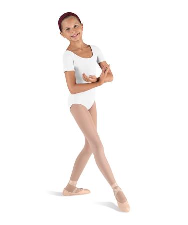 Bloch Girls Dance Ballet Short Sleeve Leotard 12 White