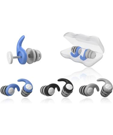 Adult Noise Cancelling Swimming earplugs 3 Pairs of Reusable Waterproof Silicone earplugs for Swimming Diving Reading Working Sleeping etc