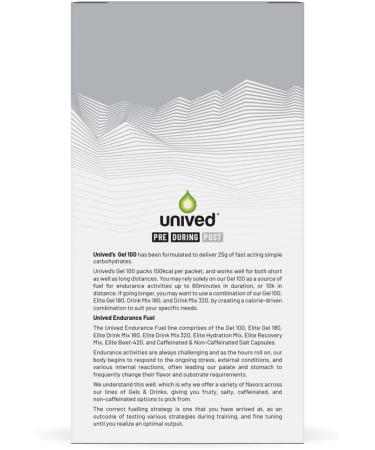 Unived Gel 100 - Vegan Energy Gel for Runners & Cyclists - 100kcal Vanilla Orange - Pack of 6 | Best for Endurance Athletes - Buy Online on GoSupps.com