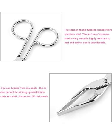 Sliver Professional Scissor Handle Eyebrow Tweezer Slant Tip Tweezer Flat Tip Tweezers Hair Plucker Pliers Beauty Tools for Women and Men Straight Tip Hairgripping Eyebrow Tweezers - Buy Online on GoSupps.com