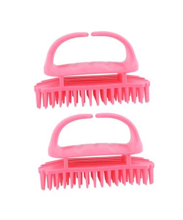 Iwowhero 2 piece of hairbrush ABS hair cringed scalp washer Massage brush shampoo scalp clean massage device pink hair scalp massager aldult miss shampoo artefact hair head 10.5x7x5.5cm pink