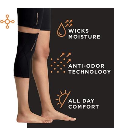 Tommie Copper Performance Compression Knee Sleeve | Knee Brace for Joint Support | Men & Women | X-Large Black with Tonal Stitch - International Shipping Available - Buy Online on GoSupps.com