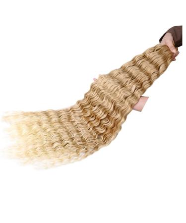 32 Inch corrugated long braiding hair deep wave crochet hair bulk goods ocean wave crochet braid ombre blonde curly hair extension T27-613 32inches 5pack 3pack T27-613