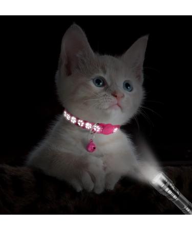 Taglory Reflective Cat Collar with Safety Clasp & Bell - 2-Pack Adjustable Hot Pink Collars for Cats & Kittens (15-20cm) - Buy Online on GoSupps.com