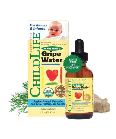 Organic Gripe Water for Babies and Newborns Soothes Occasional Stomach Discomfort Associated with Colic Teething and Hiccups in Children Gluten-Free 59ml