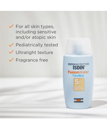 ISDIN Pediatrics Fusion Water SPF 50 50ml - Kids Facial Sun Cream | Gentle & Non-irritating | Ultra-light, Non-sticky Formula | Suitable for All Skin Types - Buy Online on GoSupps.com