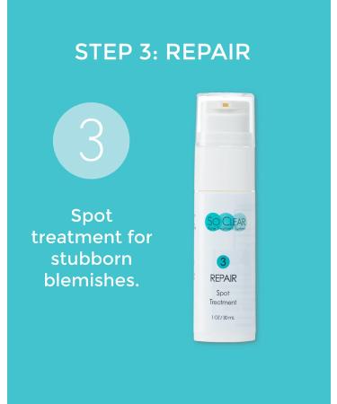 So Clear Daily 3 Step Acne Treatment System | Benzoyl Peroxide - Cleanse Protect & Repair | 30 Day Kit - Fight Acne Fast Ships Internationally - Buy Online on GoSupps.com