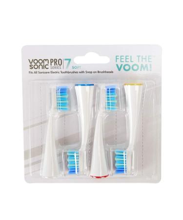 Voom Sonic Pro 7 Series Replacement Brush Heads - Pack of 4 | Soft Dupont Nylon Bristles | Oral Care - White | Advanced Bristle Technology - Buy Online on GoSupps.com