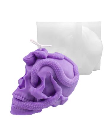 Skull Candle Mold 3D Snake Winding Shape Silicone Resin Mold for Aromatherapy Candles Homemade Wax Making Polymer Clay DIY Craft Skull Snake