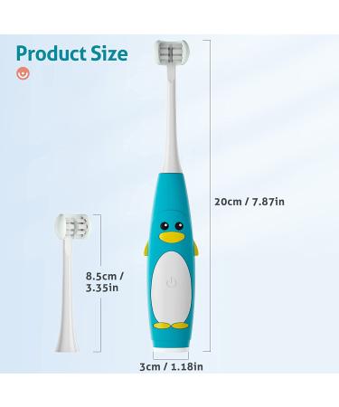 Kids Electric Toothbrush with 3 Sided Sonic Brush Heads and Intelligent Timer - Waterproof, 5 Gear Adjustment, USB Charging - Buy Online on GoSupps.com