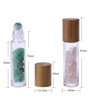 10ml Clear Glass Roll-on Bottles with Gemstone Roller Balls & Healing Crystals - Essential Oil Bottles with Bamboo Lids - 10 Pieces Set - Buy Online on GoSupps.com
