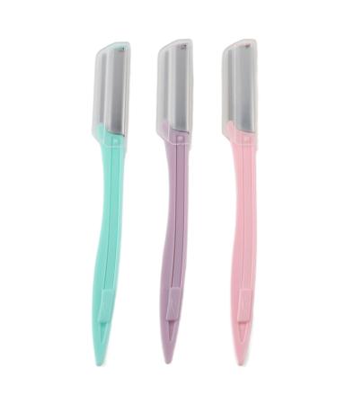 3 Pieces Women Eyebrow Trimmer Stainless Steel Blade Facial Hair Shaver Eyebrow Shaping Razor for Home Gift
