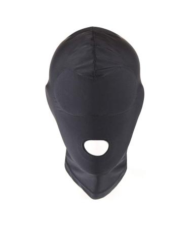Full Cover Zentai Hood Mask Elastic Black Breathable Open Mouth Face Cover Eye Thick Sponge Cushion