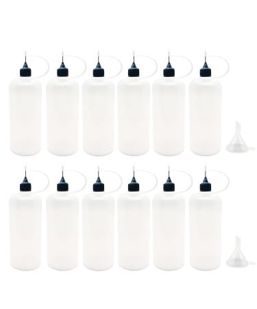 MYYZMY 12 Pcs Needle Tip Bottle  120ml /4 Ounce Precision Tip Applicator Bottles  with 2 Pcs Mini Funnel  Black Lid - Buy Online on GoSupps.com