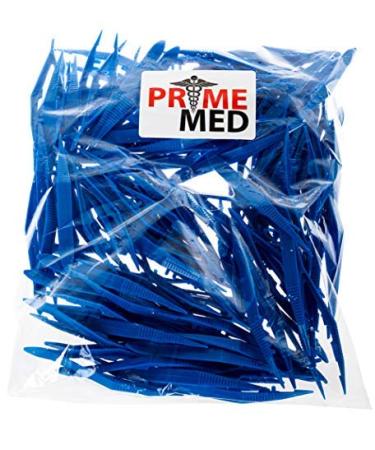 Bulk Priced Plastic Blue Forceps (Tapered Tweezers) from PrimeMed (50 Pack) 50 Count (Pack of 1)