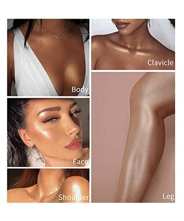 2 Pack High Gloss Waterproof Body Luminizer - Champagne Gold Glitter Face Shimmer Makeup Bronzer - Buy Online on GoSupps.com