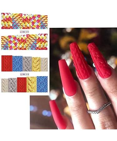 12Pcs/Set Beauty Sweater Cloth Pattern Sticker Water Transfer Nail Art Stickers Nails Decals Colorful Labels - Buy Online on GoSupps.com