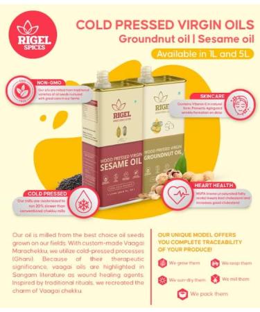 Rigel Spices Cold Pressed Peanut Oil - 1L PET | 100% Natural & Freshly Milled - Buy Online on GoSupps.com