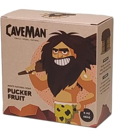 Caveman Men's Natural Soap - PUCKER FRUIT (180g): Moisturizing Exfoliating & Refreshing Bar Soap with Apricot & Cranberry Seed Scrub Aloe Vera Extract and Citrus Essence - Buy Online on GoSupps.com
