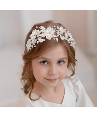 IYOU Holy Communion Hair Accessories White Flower Headband Pearl Birthday Wedding Headpiece for Girls - Buy Online on GoSupps.com
