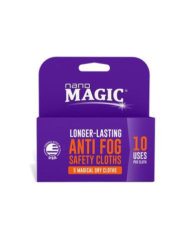 NANO MAGIC Reusable Anti Fog Safety Dry Cloths - Eyeglass Wipes, Goggle Wipe, Screen Cleaner, Glasses, Wipes & More - Exhale Moisture Activation - Molecular Level Formula (5-Pack) Single Pack (5 Wipes)