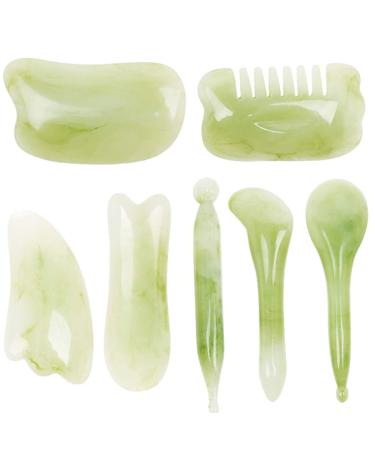 Milist facial tools 7pcs face scrubbing body massage scrubbing on the face of folding scrap scrap women men face stone massage light green skin care tools