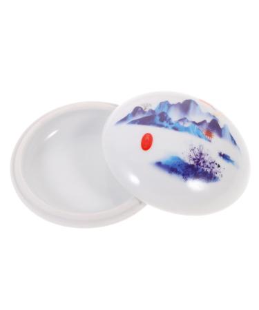 Angoily Ink Pad Box Lip Balm Container Scrapbook Ink Stamp Travel Lotion Container Makeup Container Blusher Pots Craft Ink Pad Rustic Home Decor Red Ink Ceramics Mini White Cream