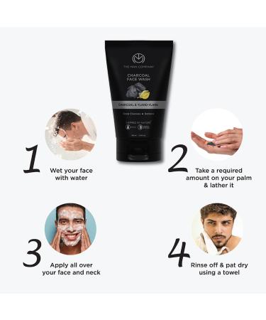 Shop The Man Company Activated Charcoal Face Wash for Men | Anti Pollution Acne Control Deep Cleansing | Ylang Ylang & Argan Oils - 100ml | All Skin Types - Buy Online on GoSupps.com