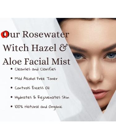 Jane Bernard Organic Rosewater and Witch Hazel Toner Facial Mist with Aloe - Alcohol Free | 4 Oz - Buy Online on GoSupps.com