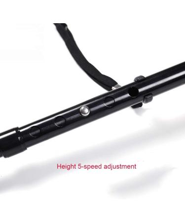 Walking Stick Adjustable Crutch Lightweight Aluminum Cane with Five-Section Telescopic with Handrails Cane for Daily Living Aid (Black) (with LED Light) - Buy Online on GoSupps.com