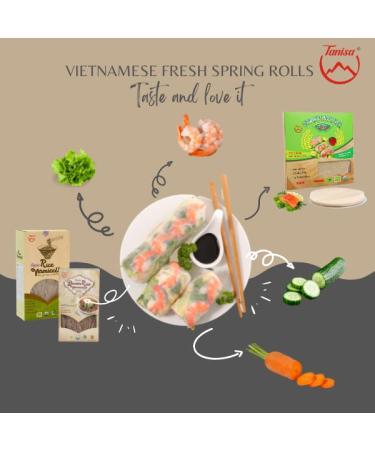 Tanisa Organic Spring Roll Rice Paper Wrapper (22cm Round 12 oz) - Non GMO & Gluten Free - Made In Vietnam - Banh Trang Goi Cuon - Buy Online on GoSupps.com