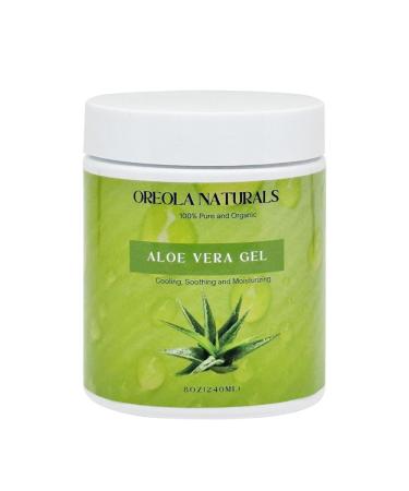 Aloe Vera Gel (8oz/240ml) 100% Pure Cooling Hydrating and Moisturizing Ideal for Face Hair and Skin by Oreola Naturals.