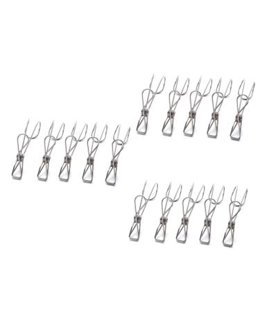 Zerodeko Stainless Steel Pegs 15 pcs Metal Steel Pegs Stainless Socks Blanket Clothes Clips Multifunctional Clothing Clamps