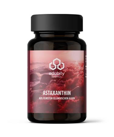 Edubily Nutrition Astaxanthin - 8 mg per capsule - Premium raw material from Icelandic algae (Haematococcus pluvialis) - vegan - laboratory test - 120 capsules in brown las