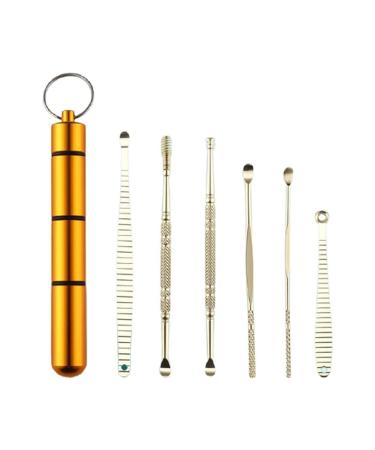 2sets Portable Ear Pick Ear Wax Removal Earpick Nose Clean Tweezers Picks Wax Remover Baby Adults Ear Care Set Ear Cleaning Tools (Color : Golden)