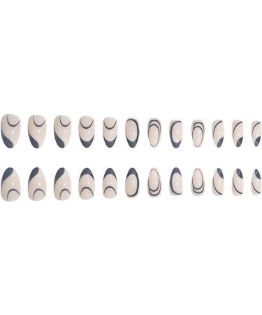 Justotry 24 Pcs Stiletto Black French Press On Short False Nails with Nail Glue - Gradient Nude Almond Stick on Nails for Women - Medium Size Fake Nails for Art - Buy Online on GoSupps.com