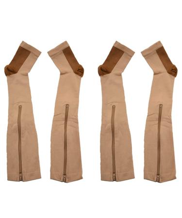 Vereen Compression Stockings Nylon Zipper Open Toe Varicose Veins Stretch Socks 4 Pack (Color) Size XXL