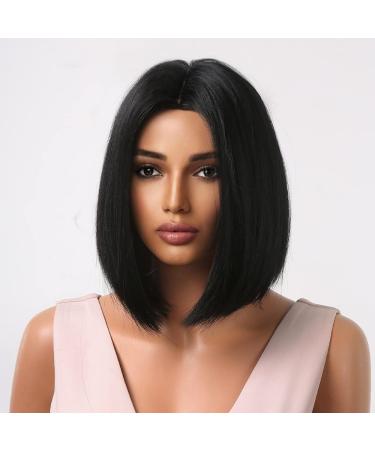 Testar 14 Inch Black Wig for Women - Short Heat-Resistant Bob Synthetic Hair | Glue-Free Everyday & Costume Wear - Buy Online on GoSupps.com