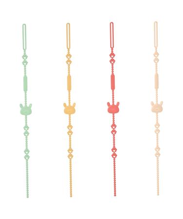 4PCS Silicone Pacifier Holder Clips - Adjustable & Stretchy Baby Toy Belts for Strollers & High Chairs - Buy Online on GoSupps.com