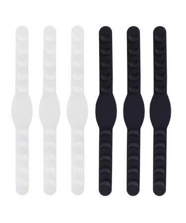 Exceart masks Retainer 6 piece of mouth protection Extension buckle adjustable buckle anti-slip ear lound silicone ear cable extension straps for facial protection black+transparent