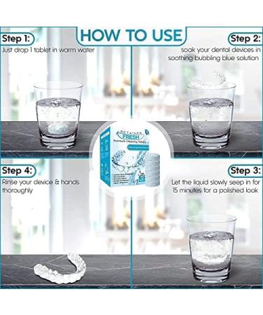 Retainer Cleaning Tablets - 120 Count for 4 Months Supply - Stain-Free & Fresh Brite - Cleaner for Retainer, Mouth Guard, Dentures, Aligners - Buy Online on GoSupps.com