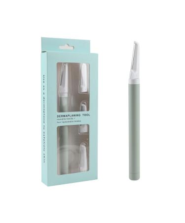 Portable Eyebrow Razors Face Exfoliation Professional Facial Razors Dermaplaning Tool and Eyebrow Shaper with 4 Replaceable Blades for Women's Face Help Exfoliate and Smooth Skin Green
