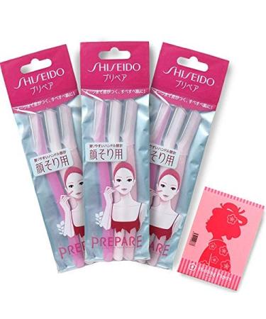 Shiseido Prepare Facial Razor Large for Women Pack of 9(3pcs x 3 packs) Includes Oil Blotting Paper