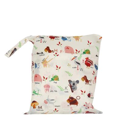 Egurs Wetbag Waterproof Reusable Diaper Bag Nappy Bag Zoo+Letters L 30 * 36cm L 30*36cm Zoo+Letters