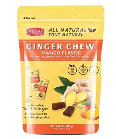 Pocas Ginger Chew Candy Original 3 Ounce (Mango)